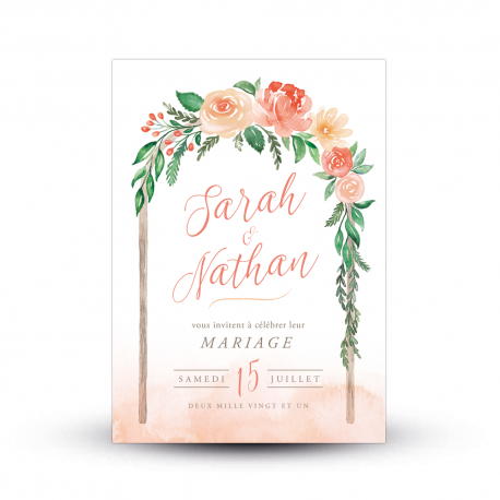 Faire-Part Mariage Coloré avec Fleurs - Invitation Florale