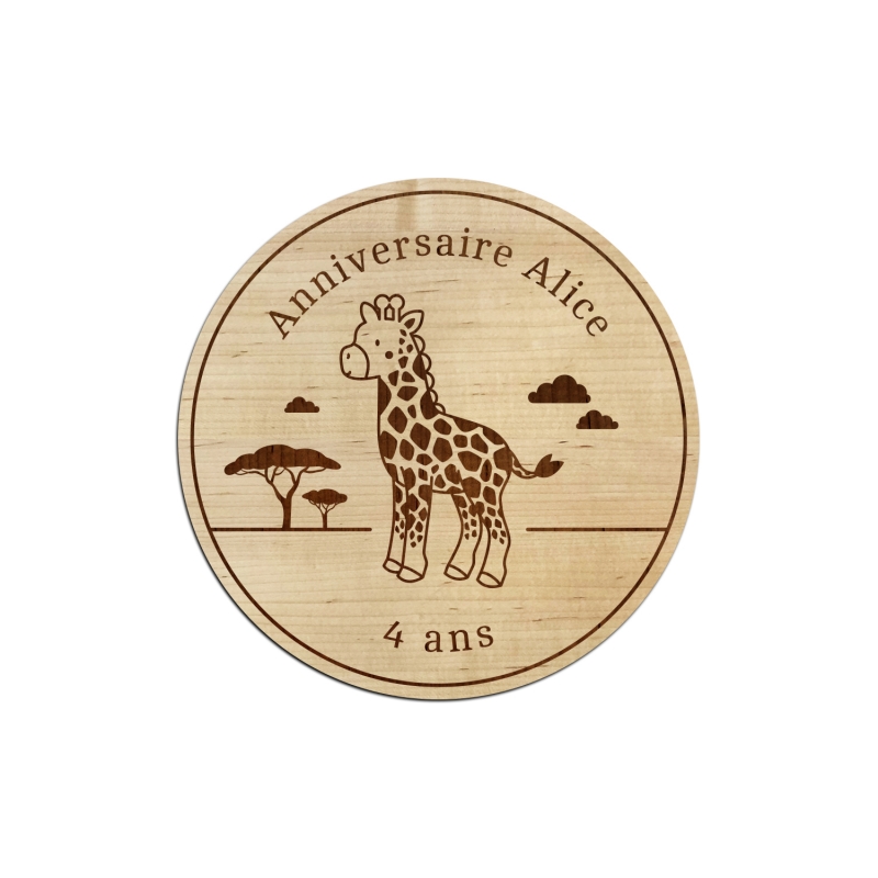 Plaque de porte enfant, Personnalisé en bois avec thème savane lion et  girafe