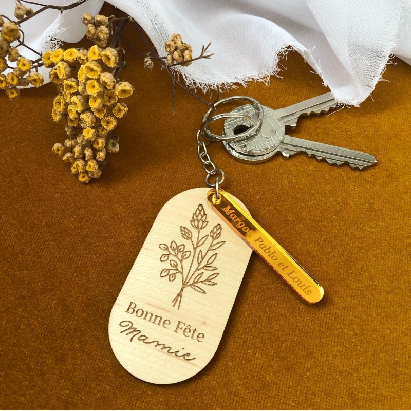 Porte-clés en bois personnalisé, cadeau Maman - Print Your Love