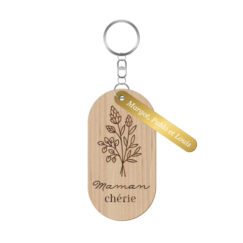 Porte clés personnalisable en bois avec photo et texte - format