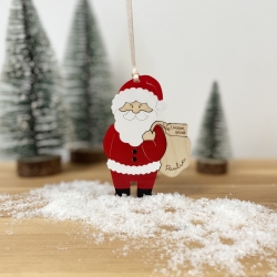 Étiquette à cadeaux de Noël en bois gravée - Étoile - Ourson Câlin
