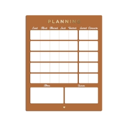Planning mensuel coloré terracotta effaçable et réutilisable