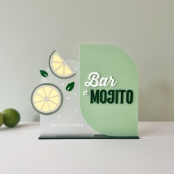 Panneau cocktail original sur socle, bar à Mojito